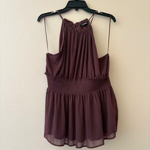 Express Mauve High Neck Smocked Waist Sleeveless Top Size Large